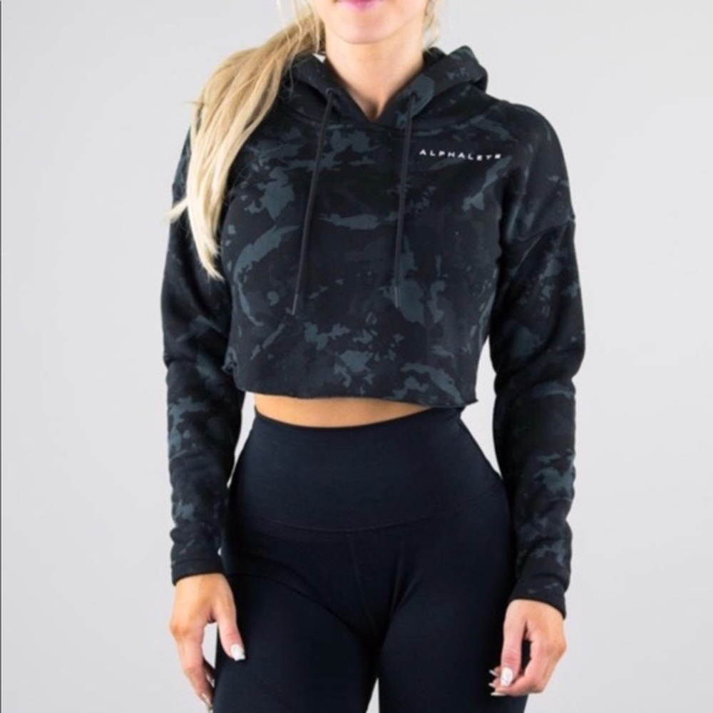Black Camo Cropped Hoodie